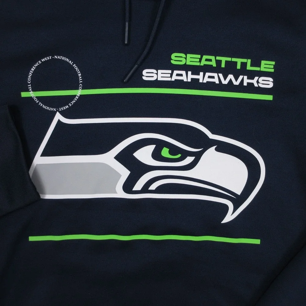 Seattle Seahawks Sweater Mens Medium Navy Blue Hoodie Sweatshirt Nike Drifit EUC